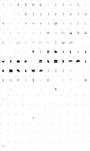 Mapa de caracteres da fonte CatCrypt
