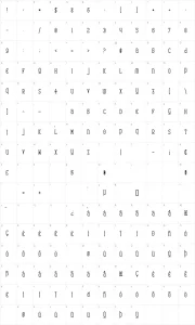 Mapa de caracteres da fonte Catharsis Requiem