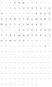 Mapa de caracteres da fonte Catwoman