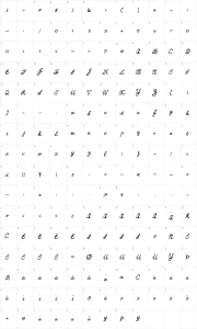Mapa de caracteres da fonte CedScript