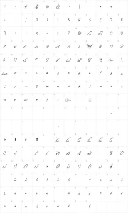 Mapa de caracteres da fonte Celine Dion Handwriting