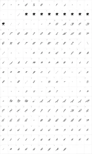 Mapa de caracteres da fonte Cellos Script