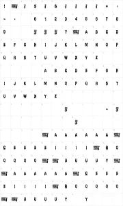 Mapa de caracteres da fonte Cemetery Picnic