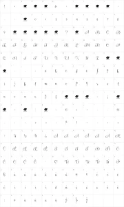 Mapa de caracteres da fonte Centeria Script