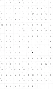 Mapa de caracteres da fonte Champagne & Limousines