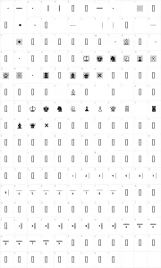 Mapa de caracteres da fonte Chess-7