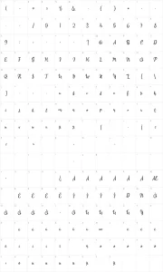 Mapa de caracteres da fonte Children of the Starlight