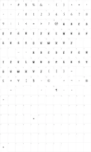 Mapa de caracteres da fonte Christmas Snow