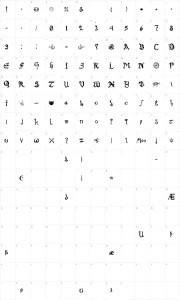 Mapa de caracteres da fonte Chronicles of Arkmar