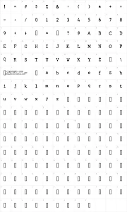 Mapa de caracteres da fonte Chunk Type