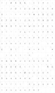 Mapa de caracteres da fonte Circles and sticks
