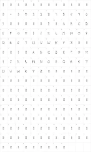 Mapa de caracteres da fonte Clink Clank