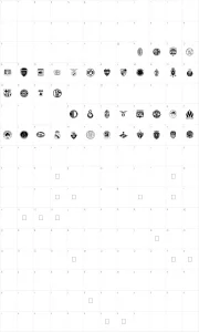 Mapa de caracteres da fonte Clubz