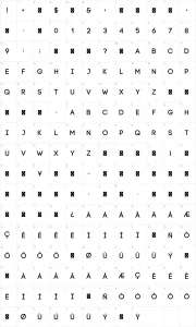 Mapa de caracteres da fonte Code