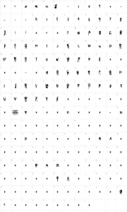 Mapa de caracteres da fonte Cold Night for Alligators