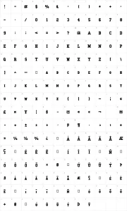 Mapa de caracteres da fonte College Slab