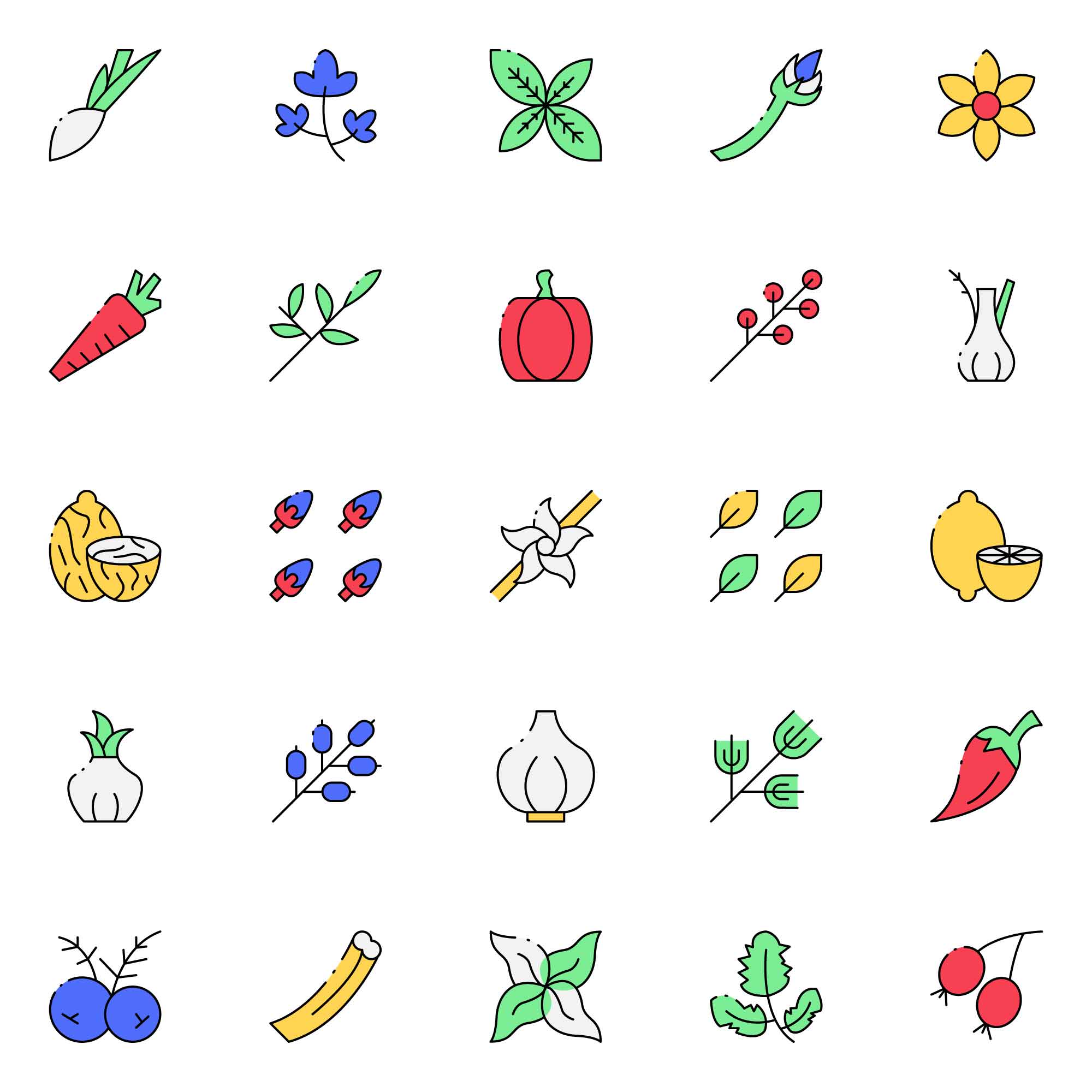 Colored Condiments Icons