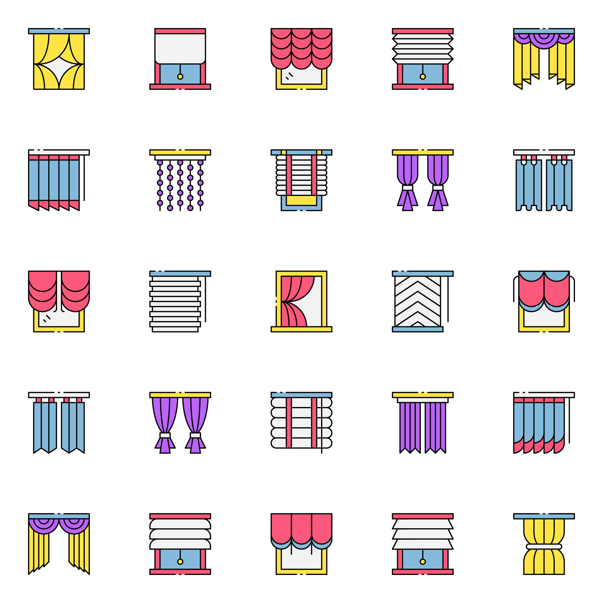 Colored Draperies Icons