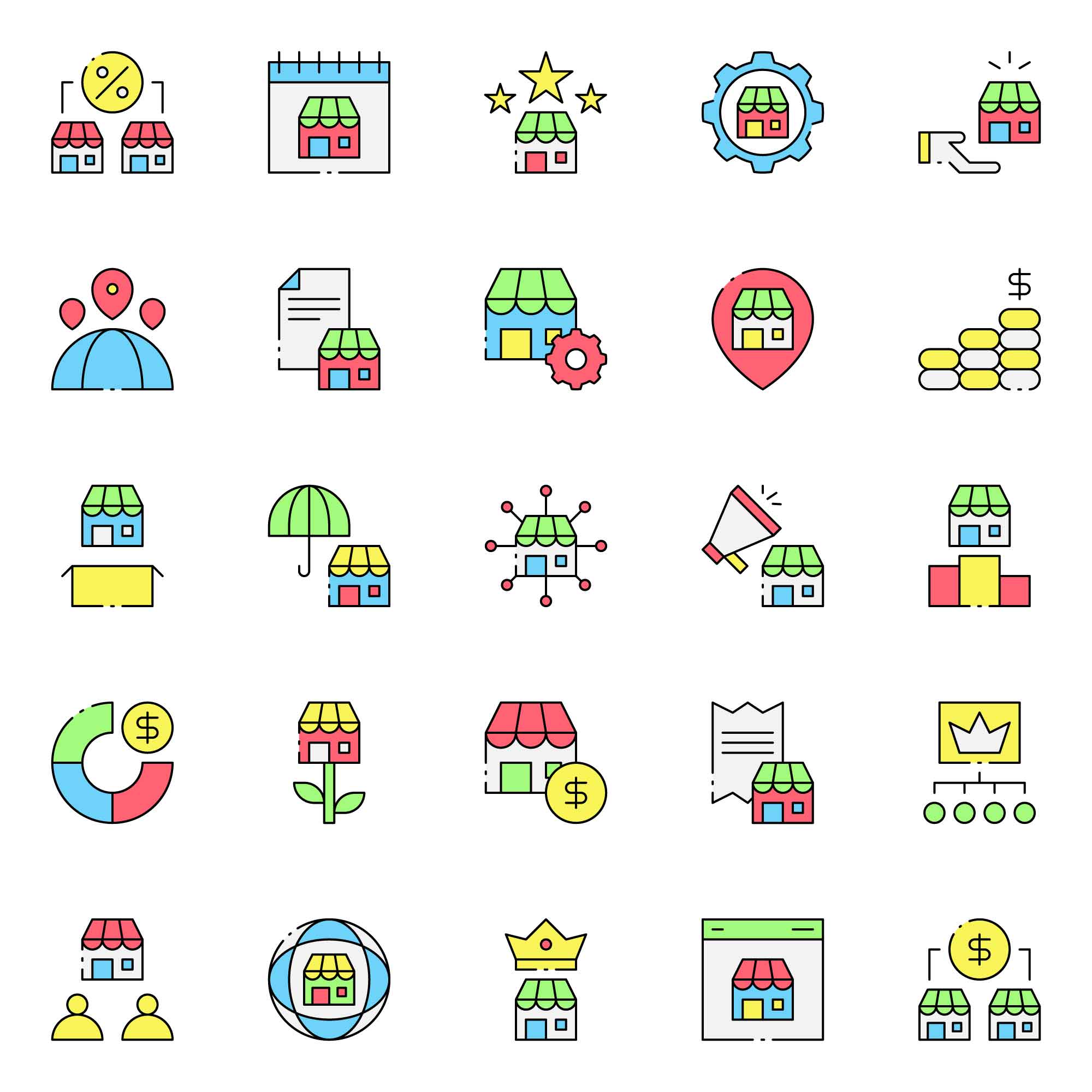 Colored Franchising Icons