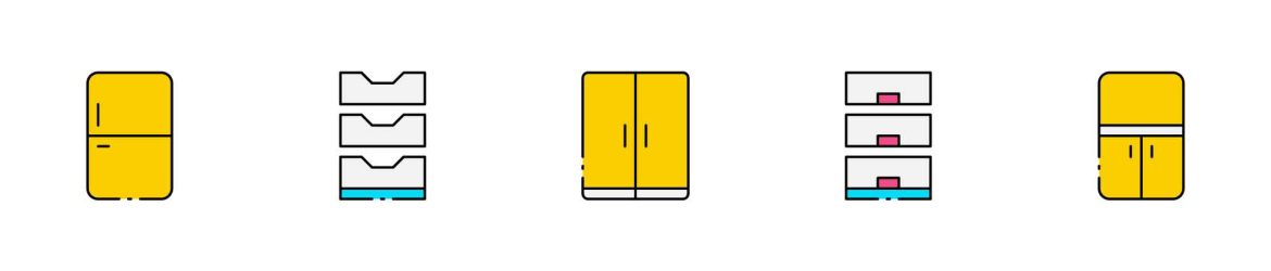 Colored Fridge Icons Colored Fridge Icons