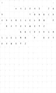 Mapa de caracteres da fonte Comic Runes