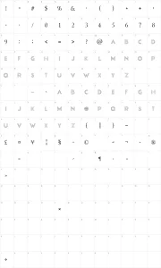 Mapa de caracteres da fonte Confessions