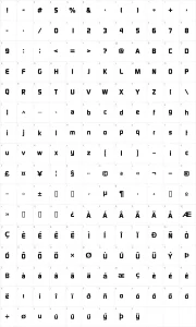 Mapa de caracteres da fonte Continuum