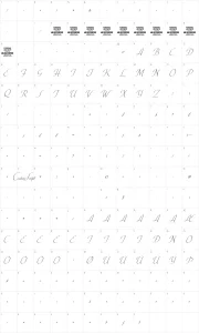 Mapa de caracteres da fonte Conture Script