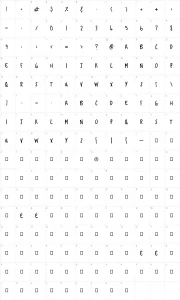 Mapa de caracteres da fonte Cookies and cream
