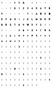 Mapa de caracteres da fonte Copystruct