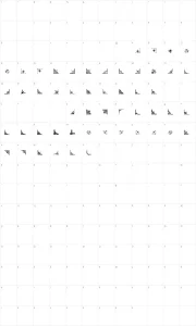 Mapa de caracteres da fonte Corn Pop Five