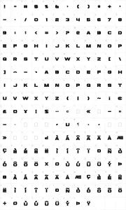 Mapa de caracteres da fonte Coulson