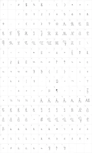Mapa de caracteres da fonte Crayon, Plume, Seyes