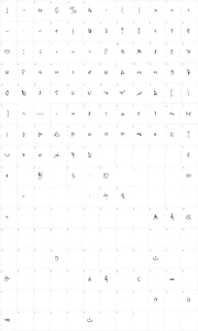 Mapa de caracteres da fonte Crazy Written