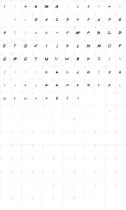 Mapa de caracteres da fonte Crazysk8