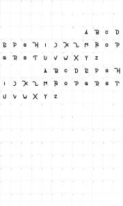 Mapa de caracteres da fonte Crumble