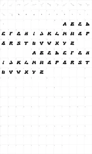Mapa de caracteres da fonte Cry One Duc