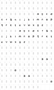Mapa de caracteres da fonte Crying Star