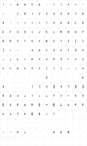 Mapa de caracteres da fonte Crystal Font