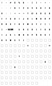 Mapa de caracteres da fonte Cure - Wild Moog Swing