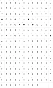 Mapa de caracteres da fonte Curious Device
