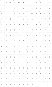 Mapa de caracteres da fonte Cute Heart Font