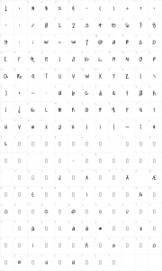 Mapa de caracteres da fonte Cutie Pop