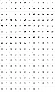 Mapa de caracteres da fonte Cyclops