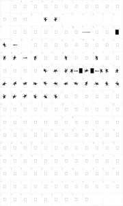 Mapa de caracteres da fonte Dancefloor Exit