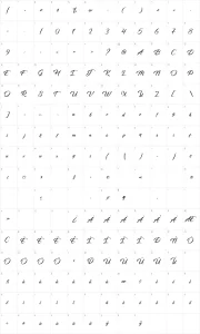 Mapa de caracteres da fonte Dancing in the Rainbow