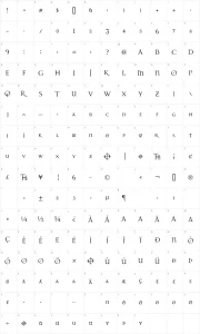Mapa de caracteres da fonte Dark 11