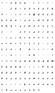 Mapa de caracteres da fonte Dark Future