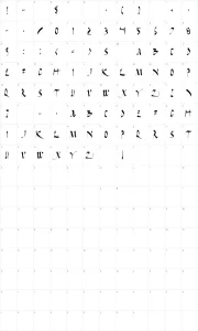 Mapa de caracteres da fonte Dark Horse