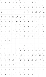 Mapa de caracteres da fonte Dark Roast